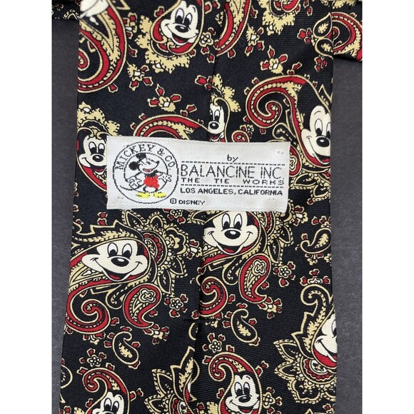 Balancine Tie Works Disney Mickey Mouse Paisley Necktie 4” X 57” 100% Silk USA - Picture 3 of 6